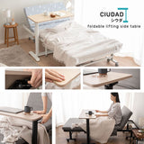 リフティングテーブル ベッドサイドテーブル 幅76cm 折りたたみ しまえる ガス圧昇降式 高さ調節可能 キャスター付き 昇降式テーブル 補助テーブル 昇降式デスク 机 作業台 食事 仕事 介護
