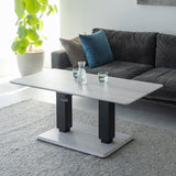 リフティングテーブル センターテーブル 幅120cm ガス圧昇降式 高さ調節可能 昇降式テーブル ダイニングテーブル  昇降式デスク 大理石調 木目調 二本脚 テーブル デスク 食事 仕事 リビング ダイニング