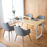 回転式 ダイニングチェア 肘掛け付き 椅子 いす イス チェア ソファ 天然木 ファブリック グレー ブルー ブラウン