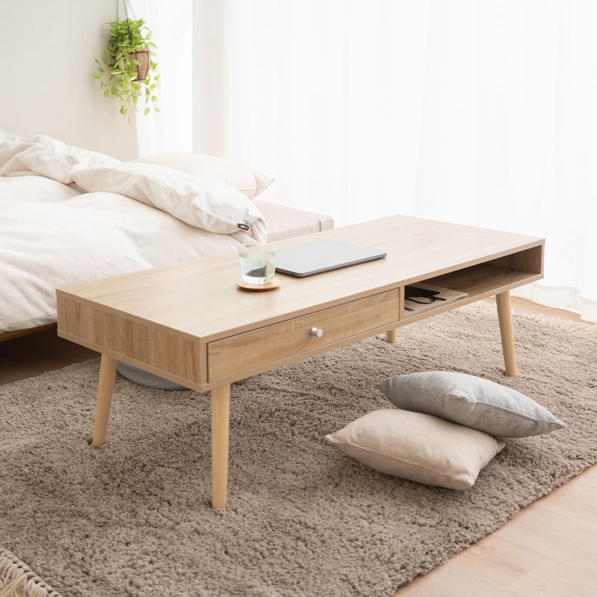 しまうテーブル 幅90cm 幅120cm 長方形 引き出し付き ローテーブル センターテーブル サイドテーブル パソコンデスク ワークデスク 机 作業台 テレビ台 木目調 セラミック調 木製家具 収納家具