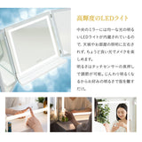 LEDライト付き ドレッサー 3点セット 幅70cm 鏡台 ドレッサーテーブル パソコンデスク スツール 三面鏡 台座付き 閉じても使える 女優ミラー スタンド 大型 タッチパネル 椅子付き
