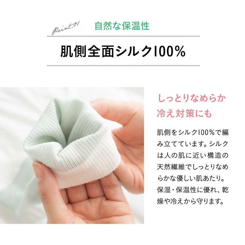 おやすみ ふくらはぎサポーター 2枚組 日本製 肌側シルク100％ 着圧 加圧 保温 保湿 むくみ リンパ 寝ながら 美脚ケア フットケア ナイトケア