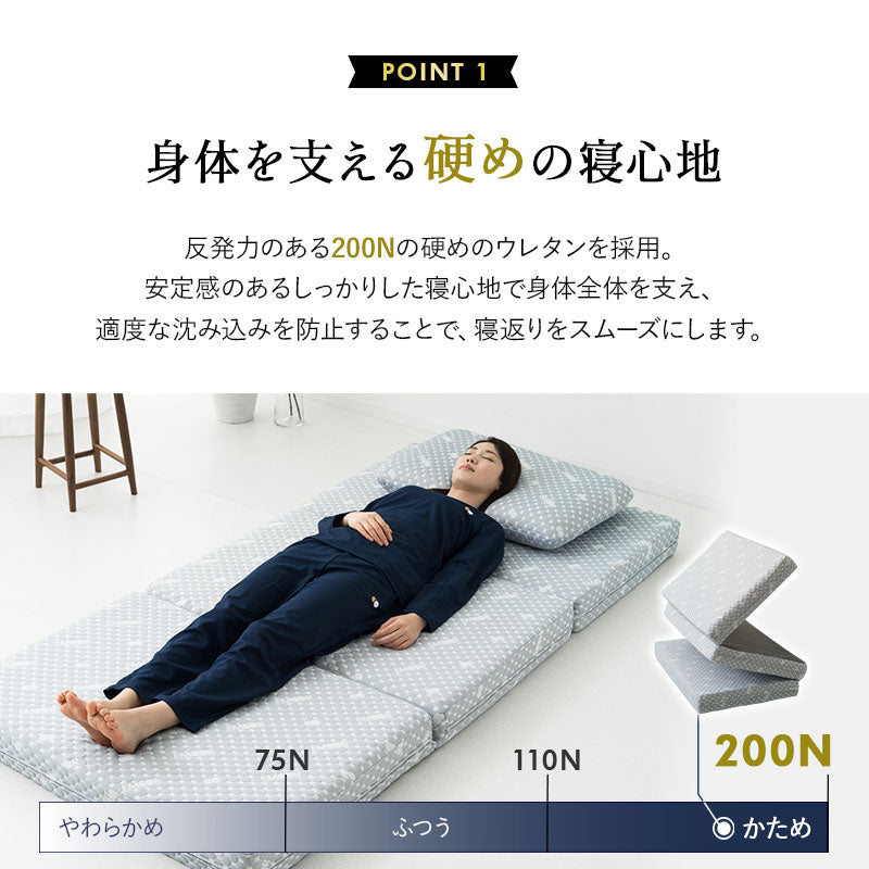 高反発 三つ折りマットレス シングルサイズ プロファイル加工 ショールーム体験可 LUXE リュクス