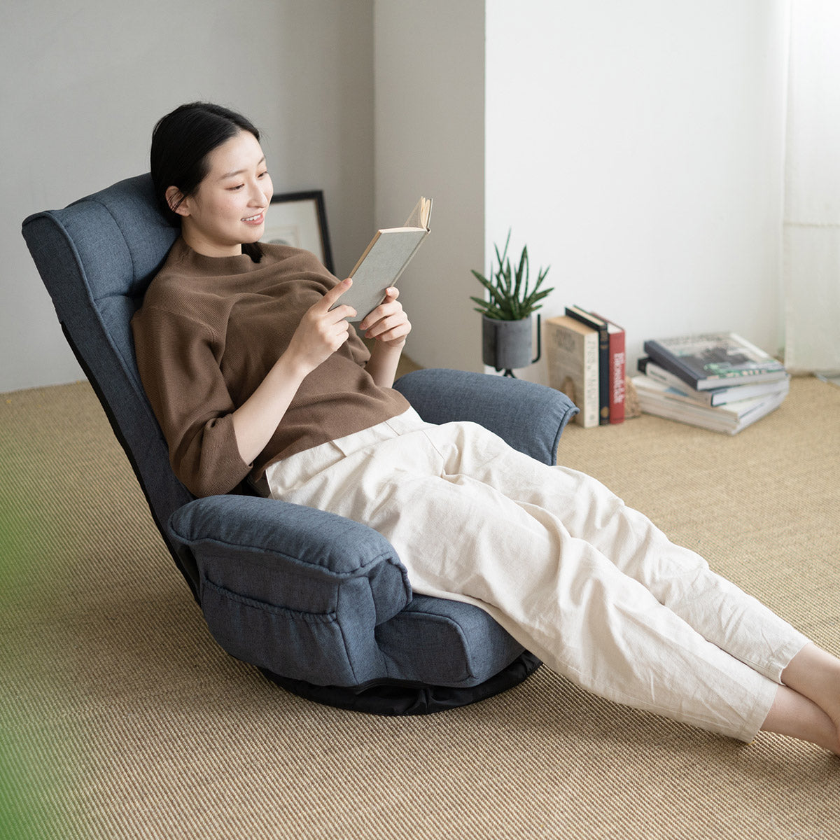 ポケットコイル 回転座椅子 座椅子 レバー式 リクライニング へたりにくい 回転式 肘付き ハイバック 一人用 一人掛け リクライニングチェア 回転チェア