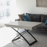 マジックテーブル 幅110cm 昇降式 伸長式 高さ調節可能 リフトテーブル ローテーブル ダイニングテーブル センターテーブル パソコンデスク ワークデスク 机 作業台 ストーン調 石目調 スチール脚 食卓用