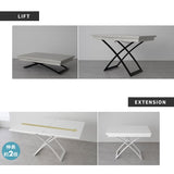 マジックテーブル 幅110cm 昇降式 伸長式 高さ調節可能 リフトテーブル ローテーブル ダイニングテーブル センターテーブル パソコンデスク ワークデスク 机 作業台 ストーン調 石目調 スチール脚 食卓用