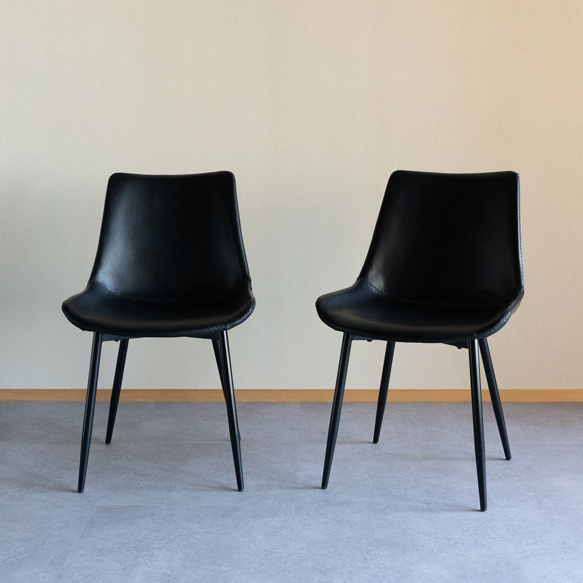 ダイニングチェア 同色 2脚セット 合成皮革 レザー調チェア カフェチェア 椅子 いす イス チェア スチール脚 ヴィンテージ カフェ風 食卓用 リビング ダイニング