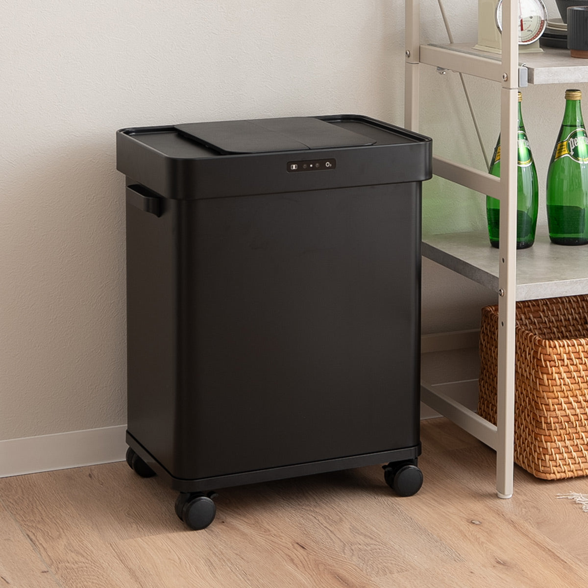 オゾン消臭機能付 電動 ダストボックス 50L ゴミ箱 自動開閉 スライド式 人感センサー付き 大容量 分別可能