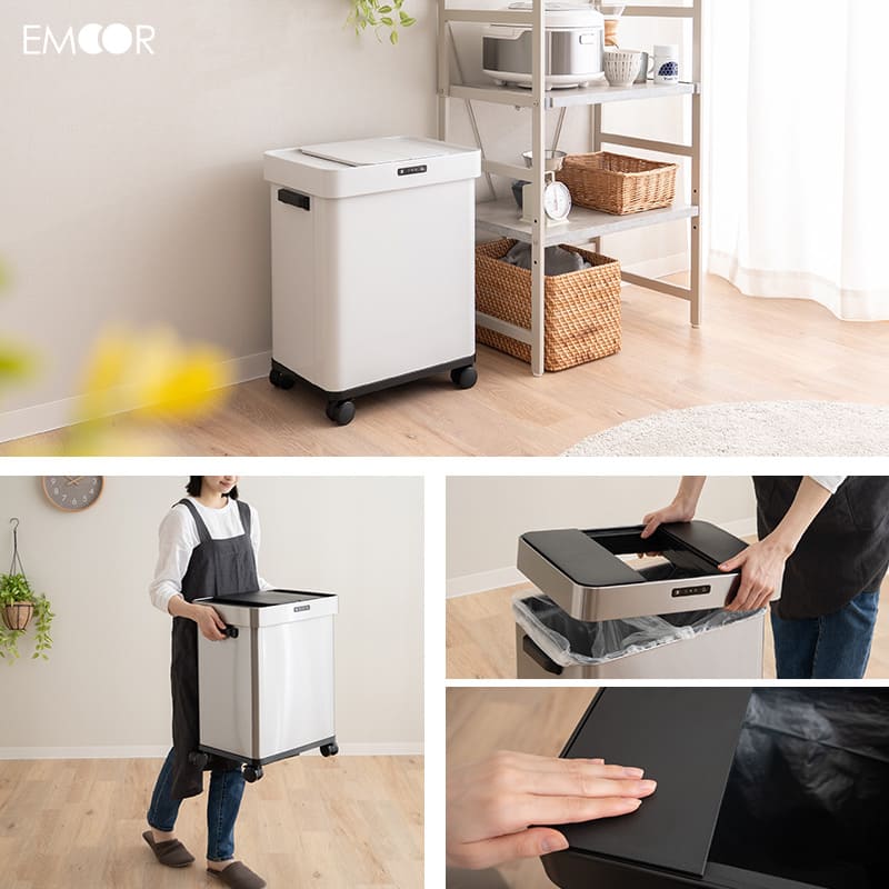 オゾン消臭機能付 電動 ダストボックス 50L ゴミ箱 自動開閉 スライド式 人感センサー付き 大容量 分別可能