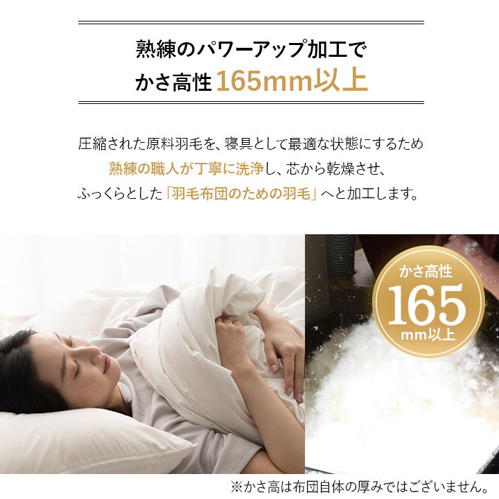 羽毛肌掛け布団 シングル 日本製 ロイヤルゴールドラベル ダウンケット ポーランド産ホワイトダックダウン93％ 非圧縮 ループ付き 収納ケース付き