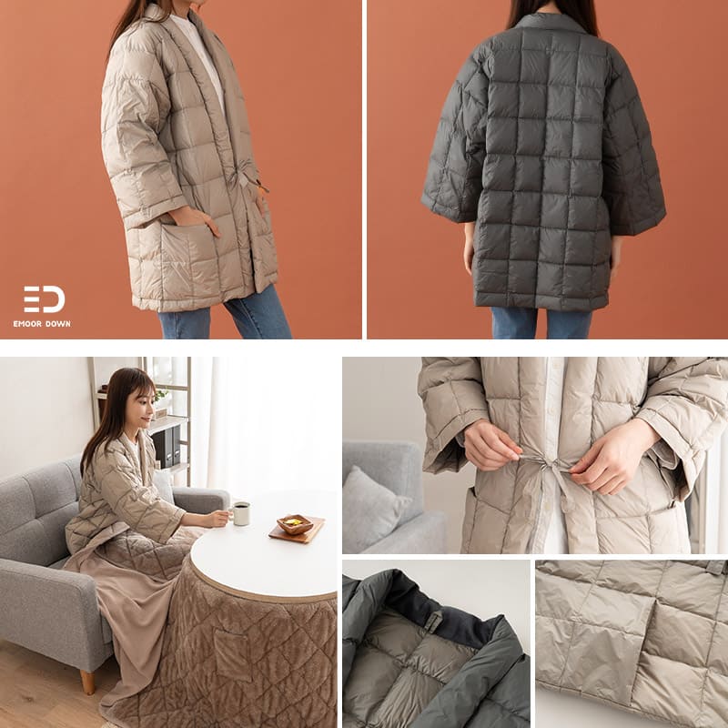 羽毛はんてん 羽毛半纏 袖あり 長袖 ポケット付き 羽毛 ダウン 半てん 半天 袢纏 洗える ルームウェア 部屋着 パジャマ