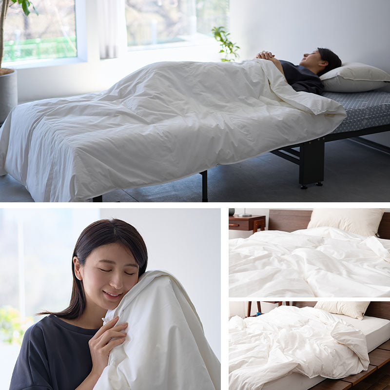 肌掛け布団 羽毛布団 リサイクル羽毛 再生羽毛 清潔 軽量 高品質 掛け布団 ダウンケット 収納ケース付き ループ付き 冷え エアコン 冷房 クーラー 春～秋 リサイクルダウン リサイクルフェザー 河田フェザー