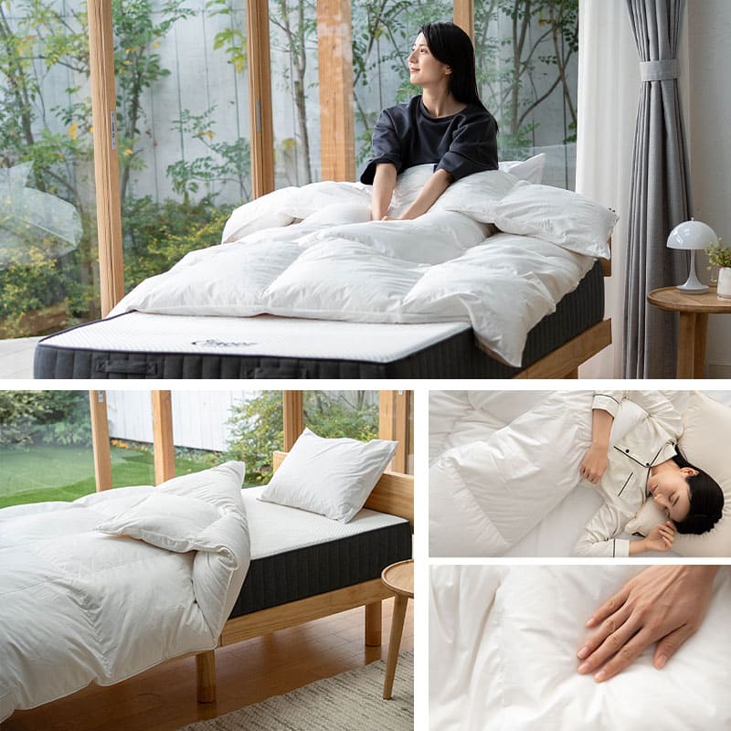 羽毛布団 掛け布団 リサイクル羽毛 再生羽毛 清潔 軽量 高品質 収納ケース付き ループ付き 保温 あったか リサイクルダウン リサイクルフェザー 河田フェザー