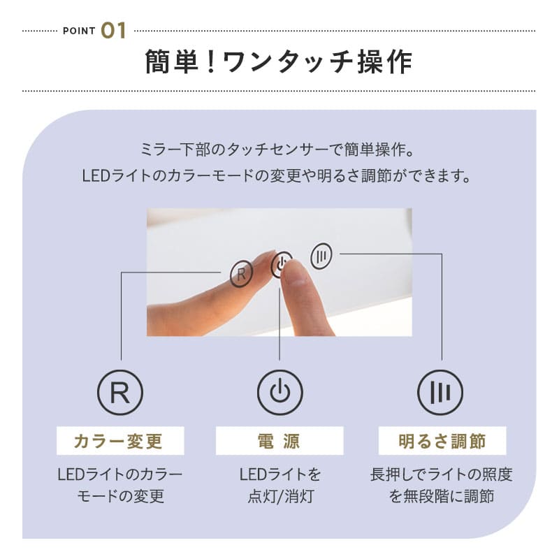 LEDライト付き ハリウッドミラー NEO 女優ミラー 女優鏡 壁掛け スタンド 2way 大型 タッチパネル USBポート付き 女優ライト