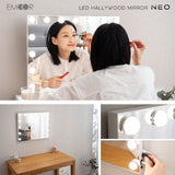 LEDライト付き ハリウッドミラー NEO 女優ミラー 女優鏡 壁掛け スタンド 2way 大型 タッチパネル USBポート付き 女優ライト