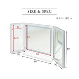 LEDライト付き 三面鏡 台座付き 閉じても使える 女優ミラー 女優鏡 スタンド 大型 タッチパネル