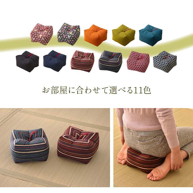 正座クッション 正座椅子 日本製 そばがら 綿100％ しびれ対策 そば殻枕 ごろ寝枕 葬式 通夜 法事 稽古 あぐら
