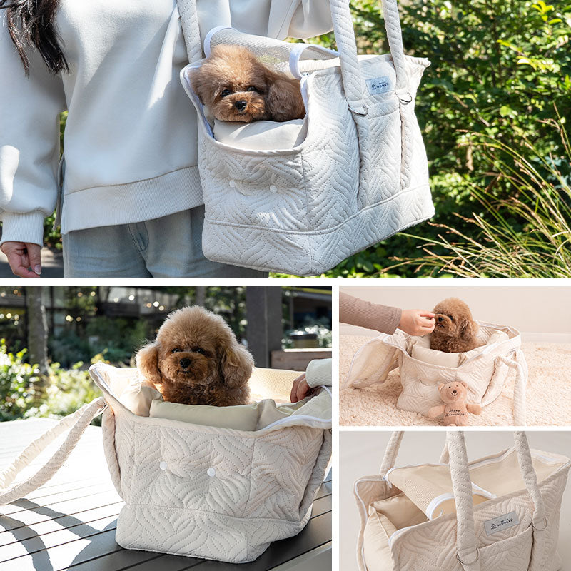 愛犬の負担が少ない ケアリーバッグ 超小型犬 小型犬 猫 ペット キャリーバッグ ペットキャリー 公共交通機関対応 傾きにくい 飛び出し防止 クッション付き 枕付き あご乗せ 洗える 移動 病院 通院 トリミング 旅行 行楽 お出かけ 防災 ケア 介護 介助 エムールねどっこ