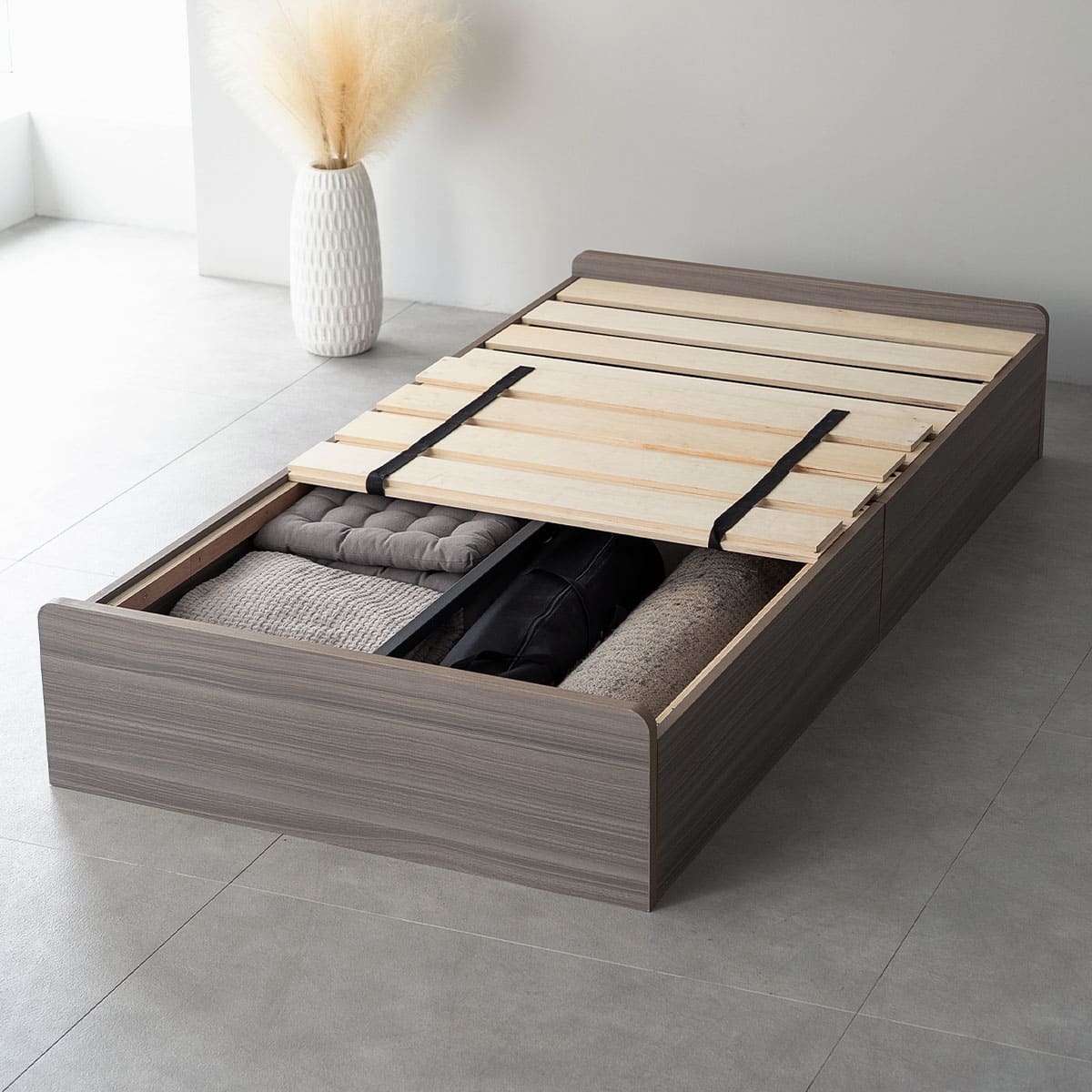 大容量収納ベッド NEBAKO 収納付きベッド すのこベッド ローベッド ベッドフレーム 大容量 収納付き ベッド下収納 収納家具 木製 すのこ スノコ 耐久性 通気性 シングルサイズ ネバコ