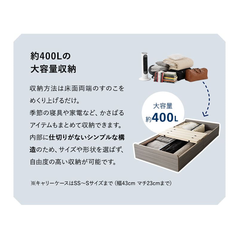 大容量収納ベッド NEBAKO 収納付きベッド すのこベッド ローベッド ベッドフレーム 大容量 収納付き ベッド下収納 収納家具 木製 すのこ スノコ 耐久性 通気性 シングルサイズ ネバコ