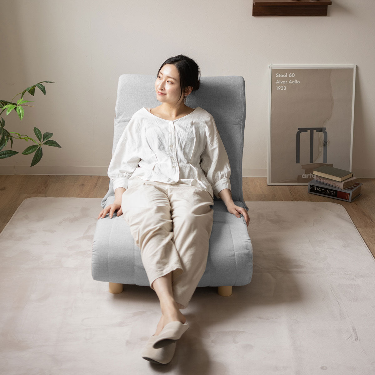 低反発リクライニングソファ 1人用 フロアソファ ハイバック～フラット 脚付き