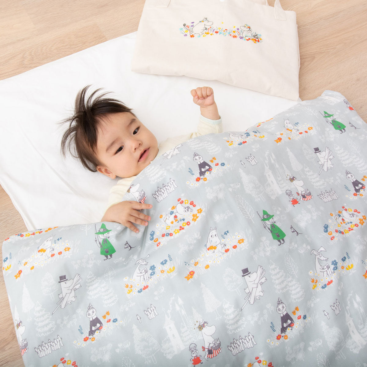 お昼寝布団5点セット 日本製 ベビー （掛け布団・敷き布団・掛け布団カバー・敷き布団カバー・専用バッグ）