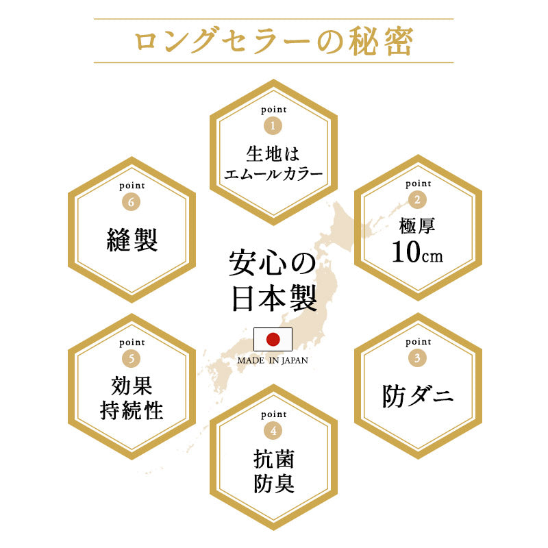 極厚敷き布団 セミダブルサイズ 日本製 抗菌 防臭 防ダニ