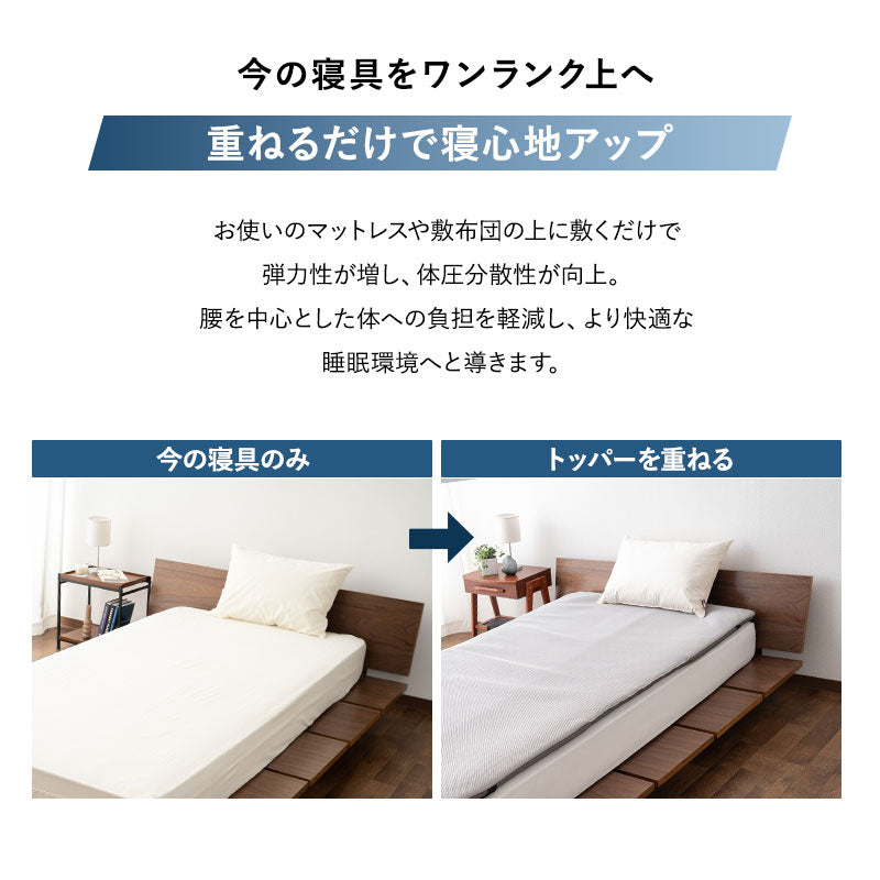 トッパー オーバーレイ ロールマットレス ポータブルマットレス 丸洗い可能 収納バッグ付き ロール式 寝心地改善 中材のヘタりはドライヤーの温風で復元可能