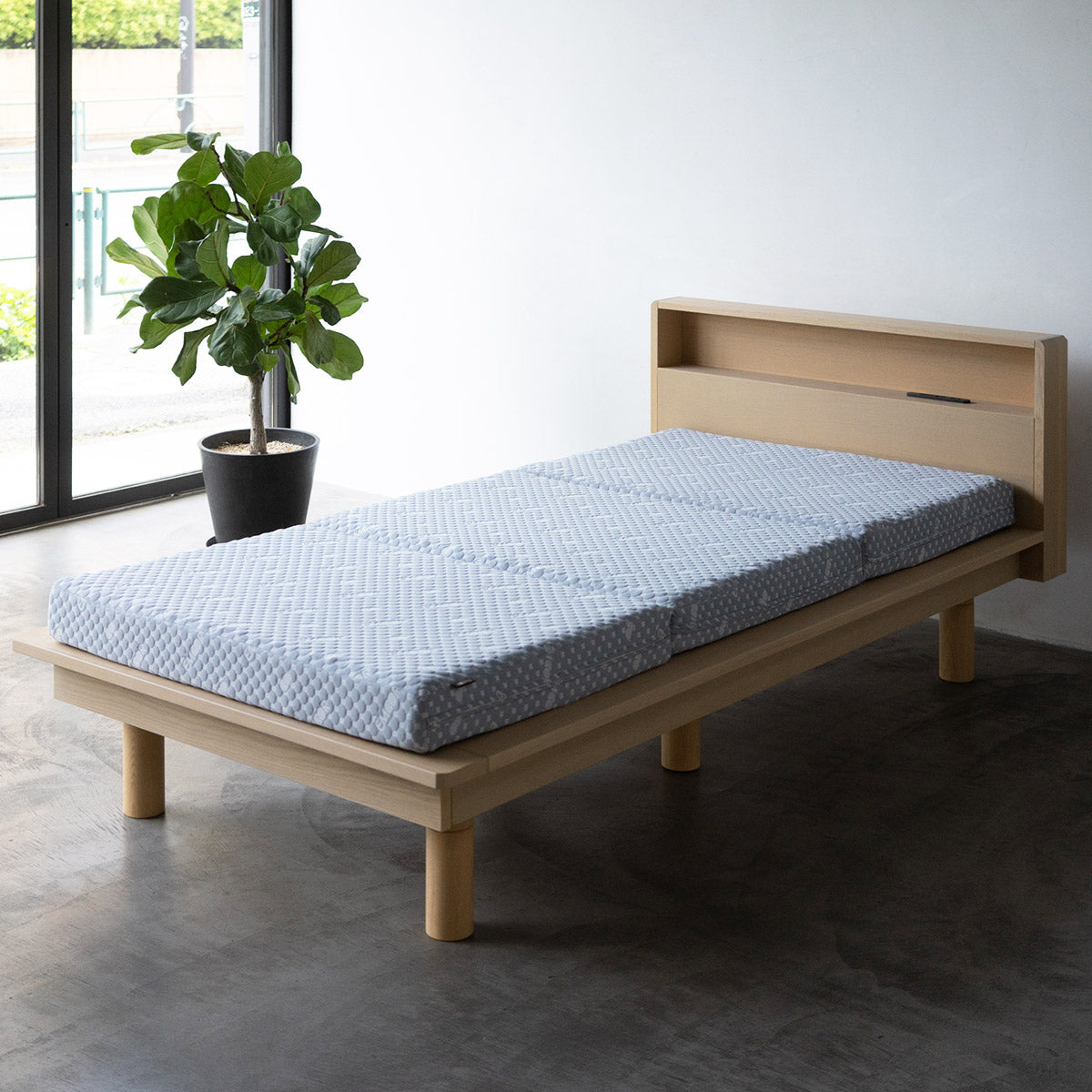 居間になる畳ベッド 選べるマットレス 2点セット( #102 ステージフレーム キャビネットタイプ ) ダブル