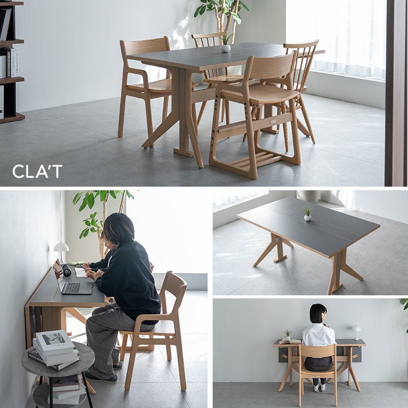 バタフライテーブル ダイニングテーブル 食卓テーブル 幅135cm 折りたたみ 長方形 角型 2人掛け 単品 木製 折りたたみテーブル 横長机 ハイテーブル デスク リビング ダイニング 食事 ワーク 作業 PC リビング学習 勉強 学習 宿題 広がる暮らし クラット