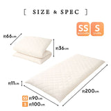 ふんわりボリューム敷き布団 極厚敷き布団 日本製 5層構造 極厚11cm ヘムレス 折りたたみ 軽量 腰痛対策