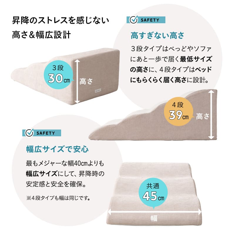 ドッグスロープ 3段 4段 幅45cm 小型犬 パピー シニア スロープ ステップ 階段 踏み台 短足犬 老犬 高齢犬 犬用 ペット用 犬用スロープ ペットスロープ ペットステップ 段差解消 ケガ防止 介護用品 ペット用品