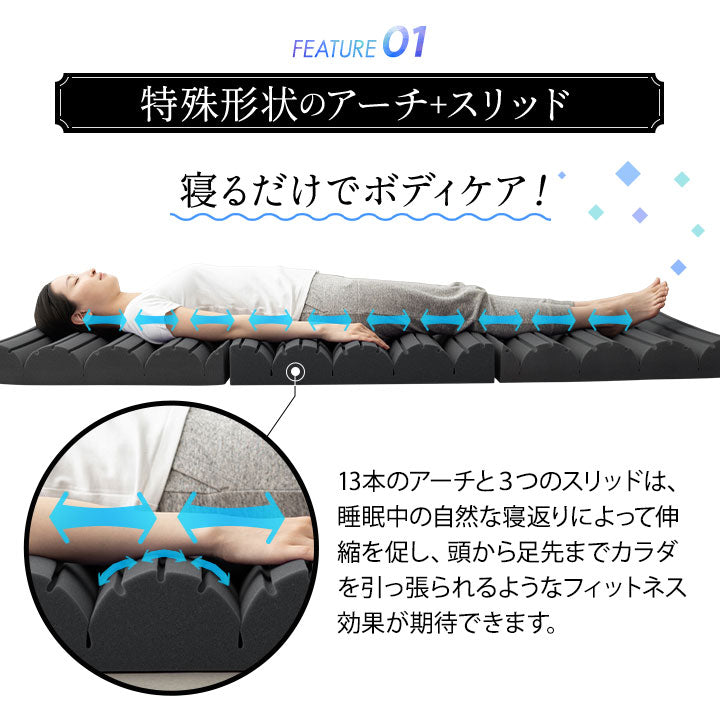 フィットネスマットレス シングルサイズ 三つ折り 折りたたみ 高反発ウレタン 体圧分散 ボディケア ストレッチ