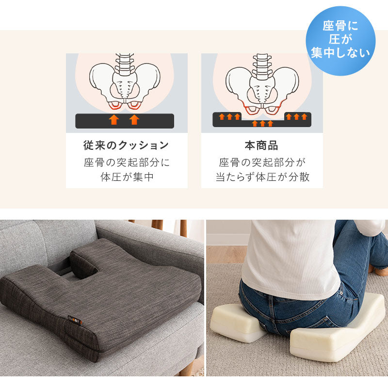 骨盤クッション 姿勢矯正 骨盤サポート 骨盤ケア 低反発クッション チェアクッション 椅子用クッション 背筋 骨盤 坐骨 腰 お尻 猫背 腰痛 高座椅子 車椅子 介護 デスクワーク