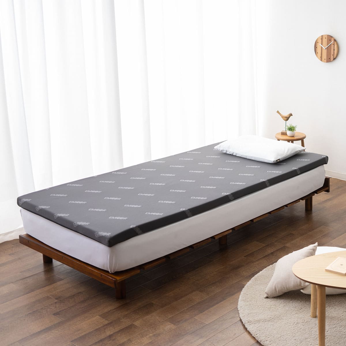 オーバーレイマットレス マットレス 収納ケース付き 消臭機能付き トッパー オーバーレイ 高反発 ウレタン かため 薄型 一枚物 2段ベッド 来客用