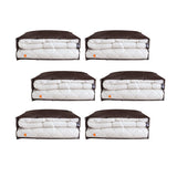 エムールオリジナル 布団セット収納ケース 6点セット (掛け布団・敷き布団・枕1～2個対応)  ダブルファスナー付き 中身が見える透明ビニール窓仕様