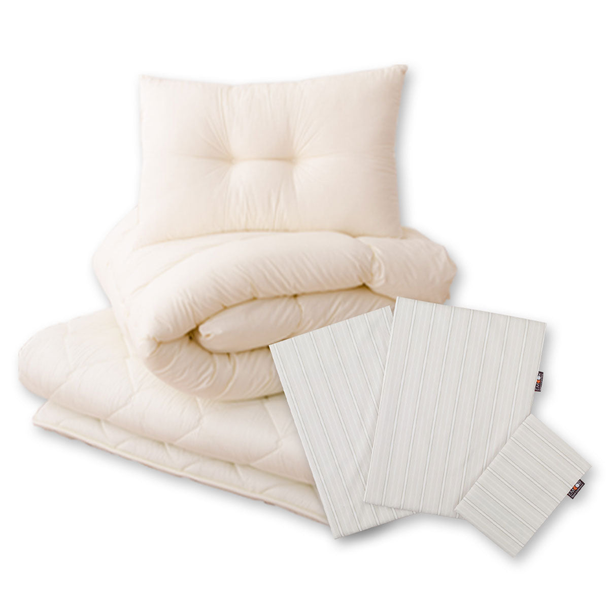 防ダニ 布団6点セット シングル （掛け布団・敷き布団・枕・掛け布団カバー・敷き布団カバー・枕カバー） 日本製 洗える 掛け敷き枕 組布団 カバー付き アレルギー対策