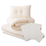 防ダニ 布団6点セット シングル （掛け布団・敷き布団・枕・掛け布団カバー・敷き布団カバー・枕カバー） 日本製 洗える 掛け敷き枕 組布団 カバー付き アレルギー対策