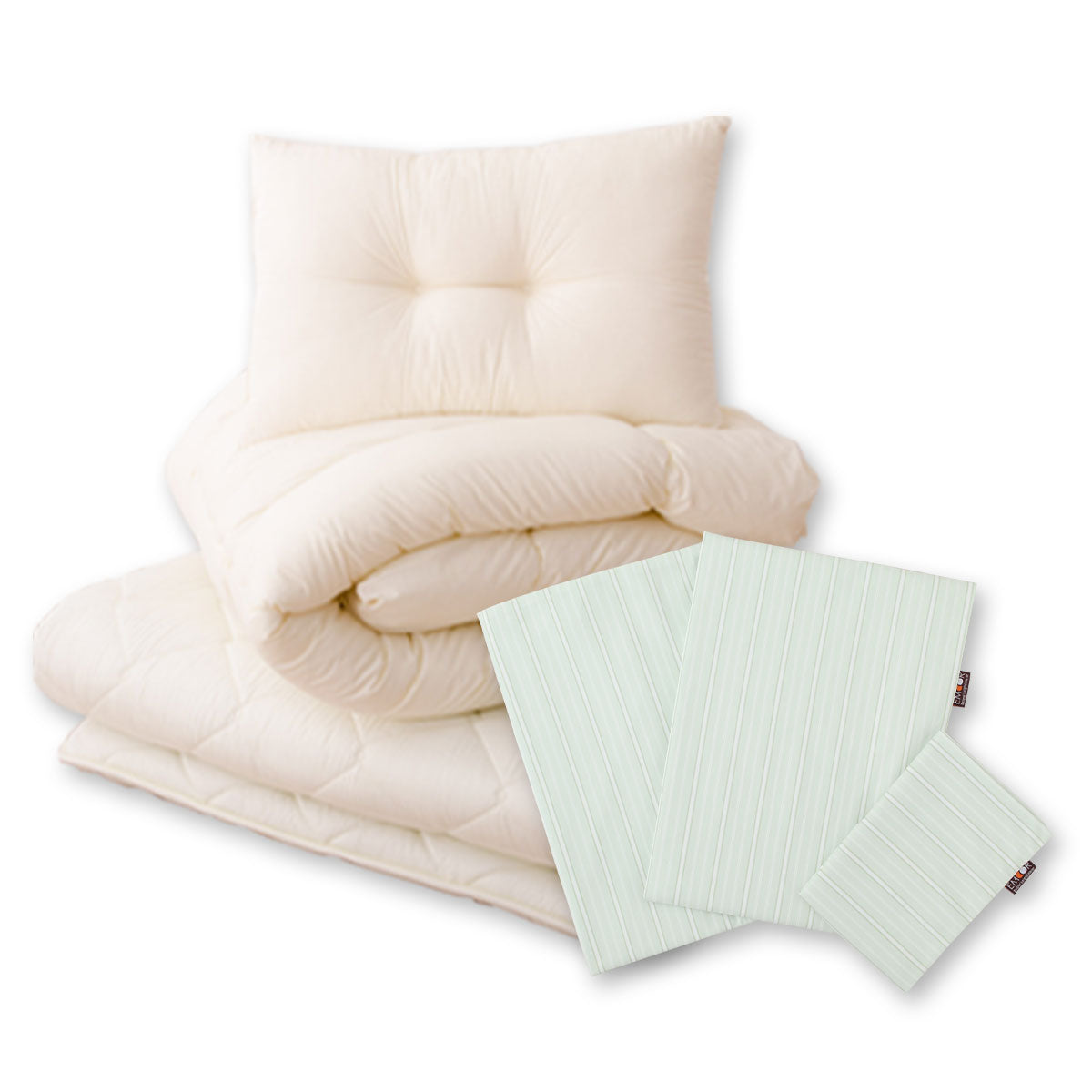 防ダニ 布団6点セット シングル （掛け布団・敷き布団・枕・掛け布団カバー・敷き布団カバー・枕カバー） 日本製 洗える 掛け敷き枕 組布団 カバー付き アレルギー対策