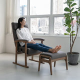 れおん プレミアム ポケットコイル高座椅子 オットマンスツール 2点セット プレミアムタイプ リクライニングチェア ファブレザー 本革調 天然木 ハイバック レバー式 高さ調節可能 角度調節可能 腰痛対策 むくみ防止 軽量