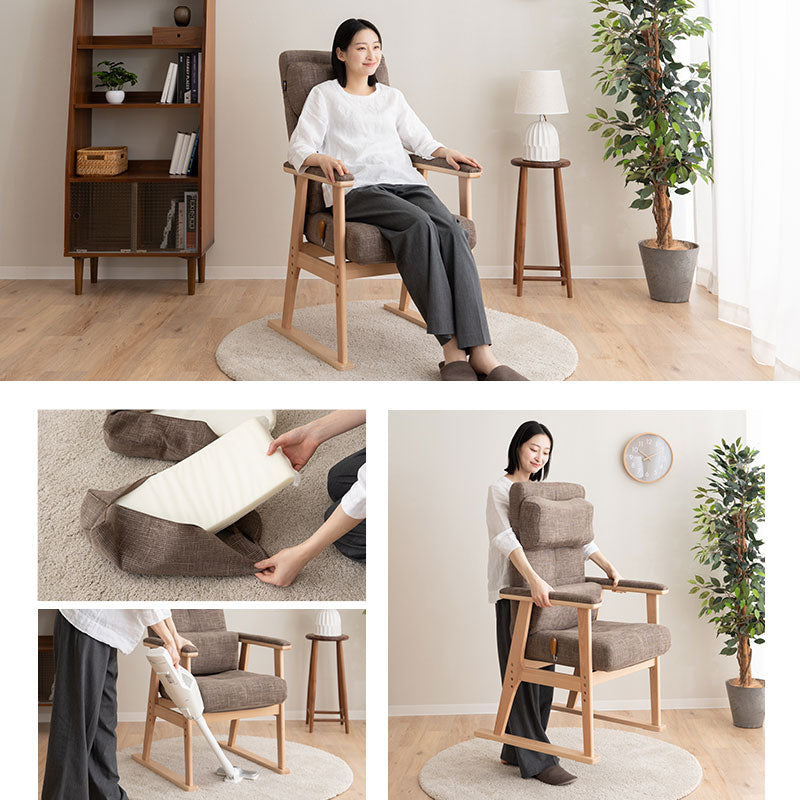 【有吉くんの正直さんぽで絶賛】背もたれにこだわった高座椅子 「あかり」 リクライニングチェア 可動式クッション 高さ調節可 無段階リクライニング ショールーム体験可 完成品