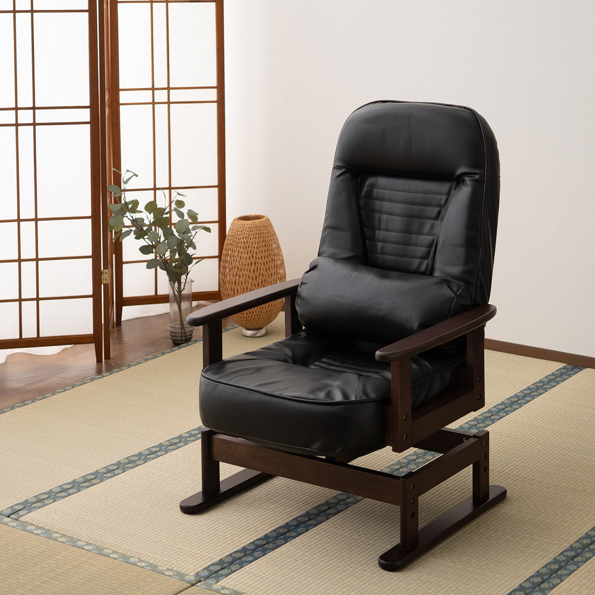 きらく 回転高座椅子 高座椅子 360度 回転式 腰当てクッション付き 5段階リクライニング 座面高調節可能 折りたたみ収納可能 コンパクトサイズ