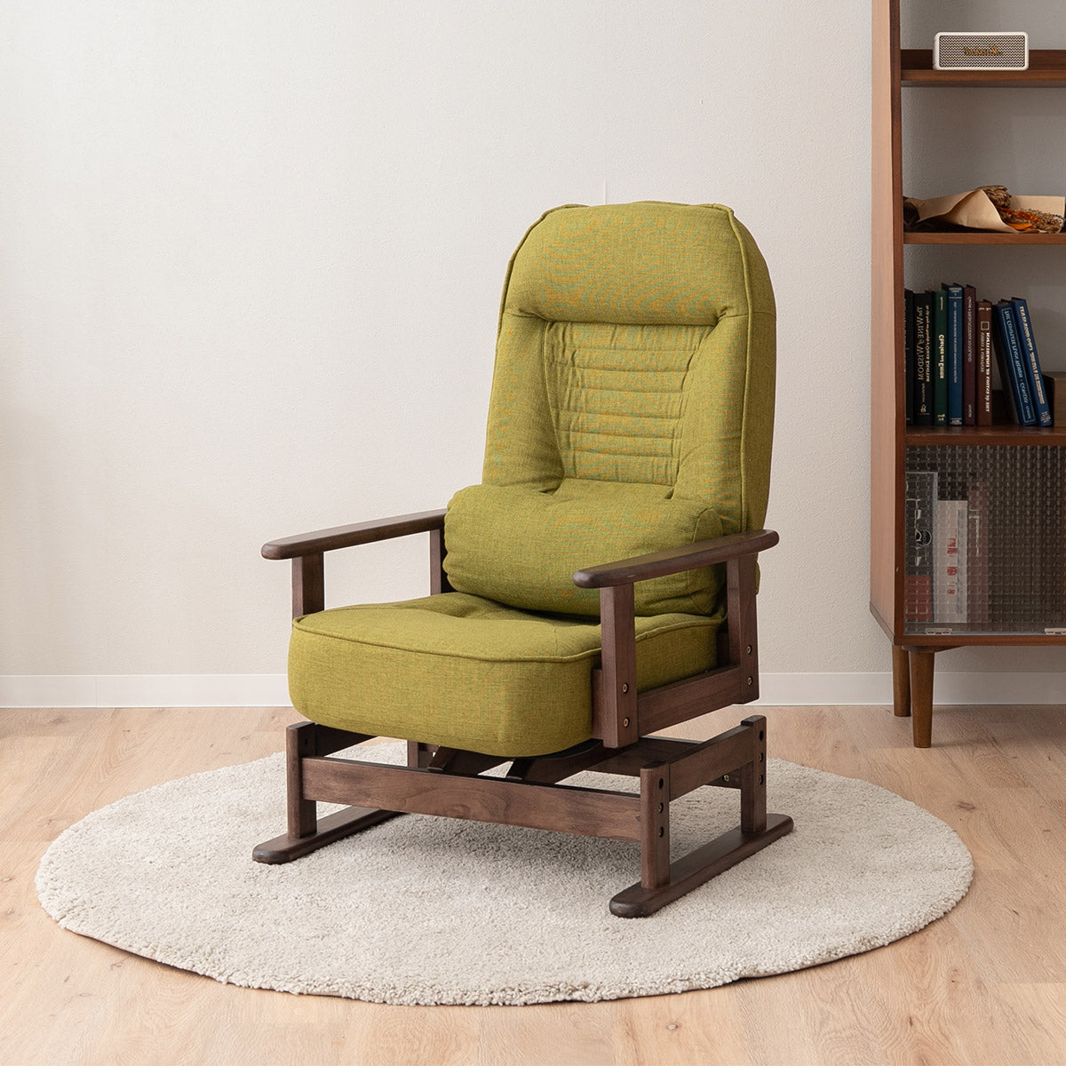 きらく 回転高座椅子 高座椅子 360度 回転式 腰当てクッション付き 5段階リクライニング 座面高調節可能 折りたたみ収納可能 コンパクトサイズ