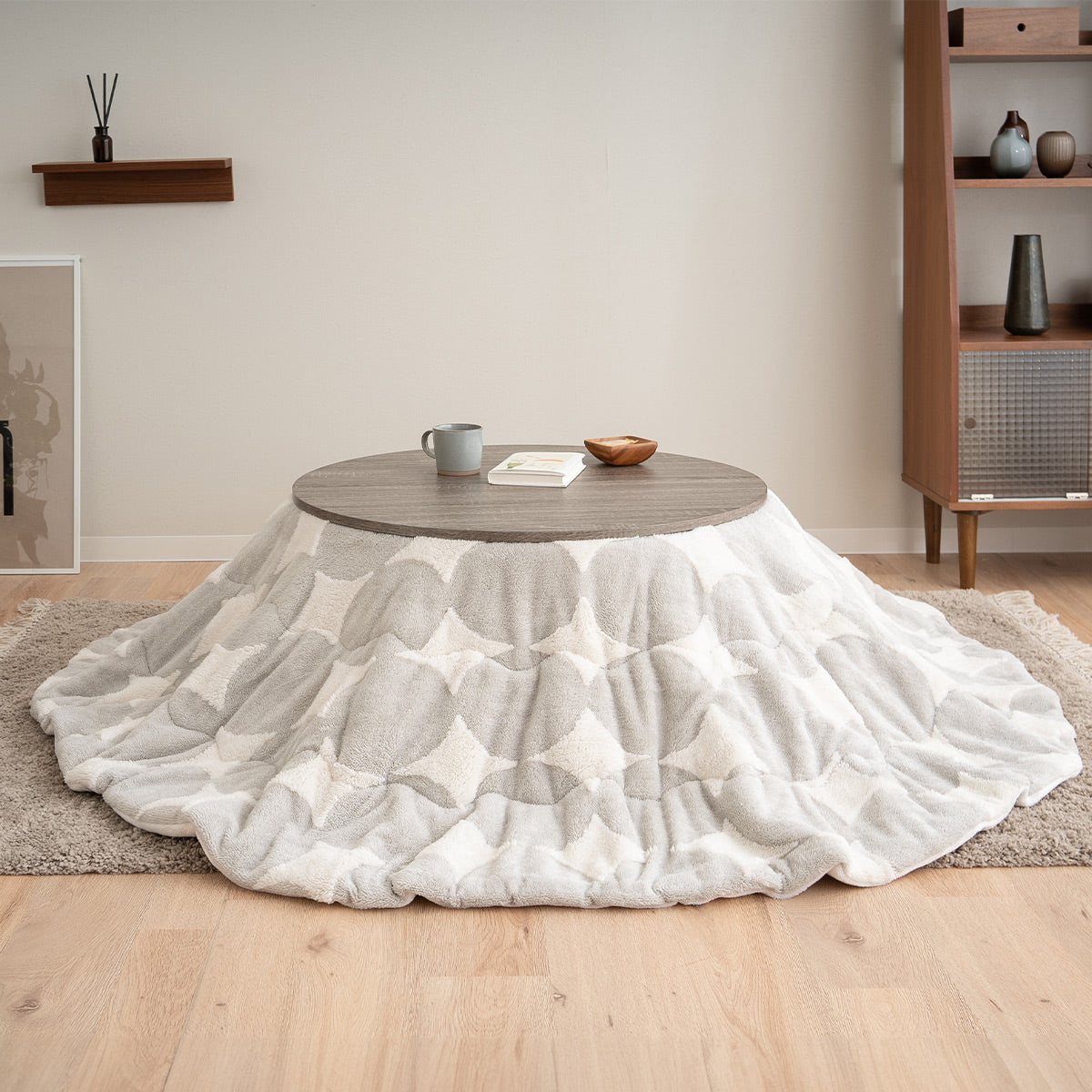 こたつテーブル＋こたつ掛け布団 セット 円形 直径78cm