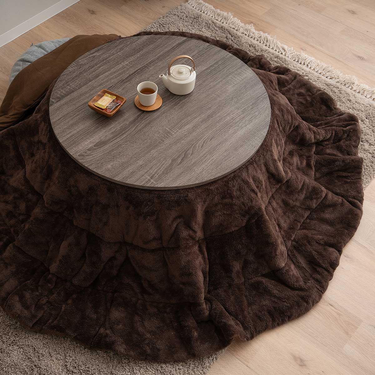 こたつテーブル＋こたつ掛け布団 セット 円形 直径78cm