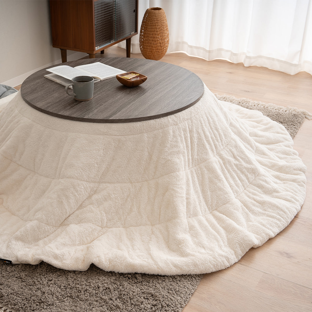 こたつテーブル＋こたつ掛け布団 セット 円形 直径78cm