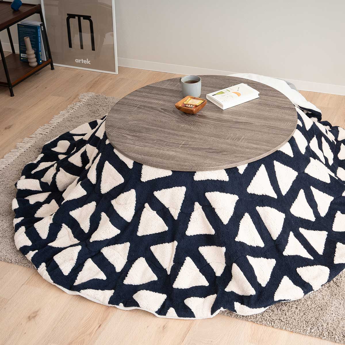 こたつテーブル＋こたつ掛け布団 セット 円形 直径78cm