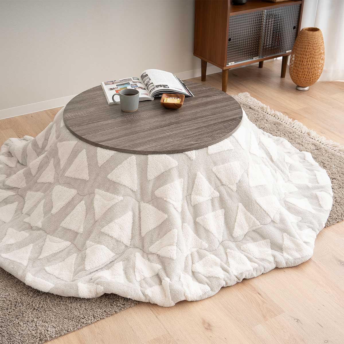 こたつテーブル＋こたつ掛け布団 セット 円形 直径78cm