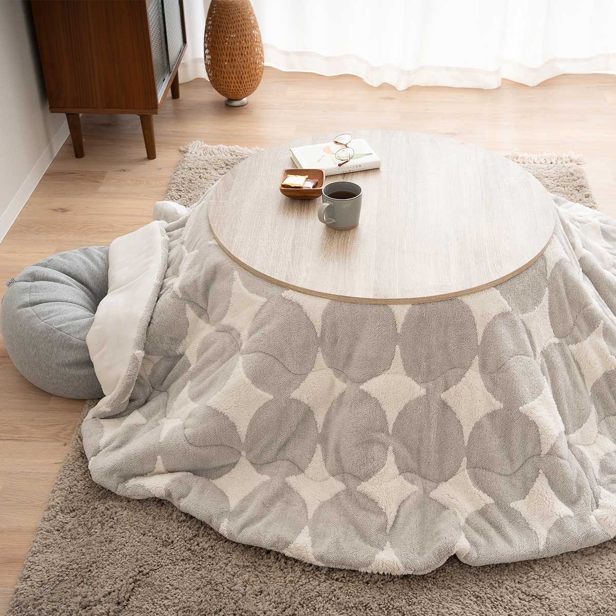 こたつテーブル＋こたつ掛け布団 セット 円形 直径78cm