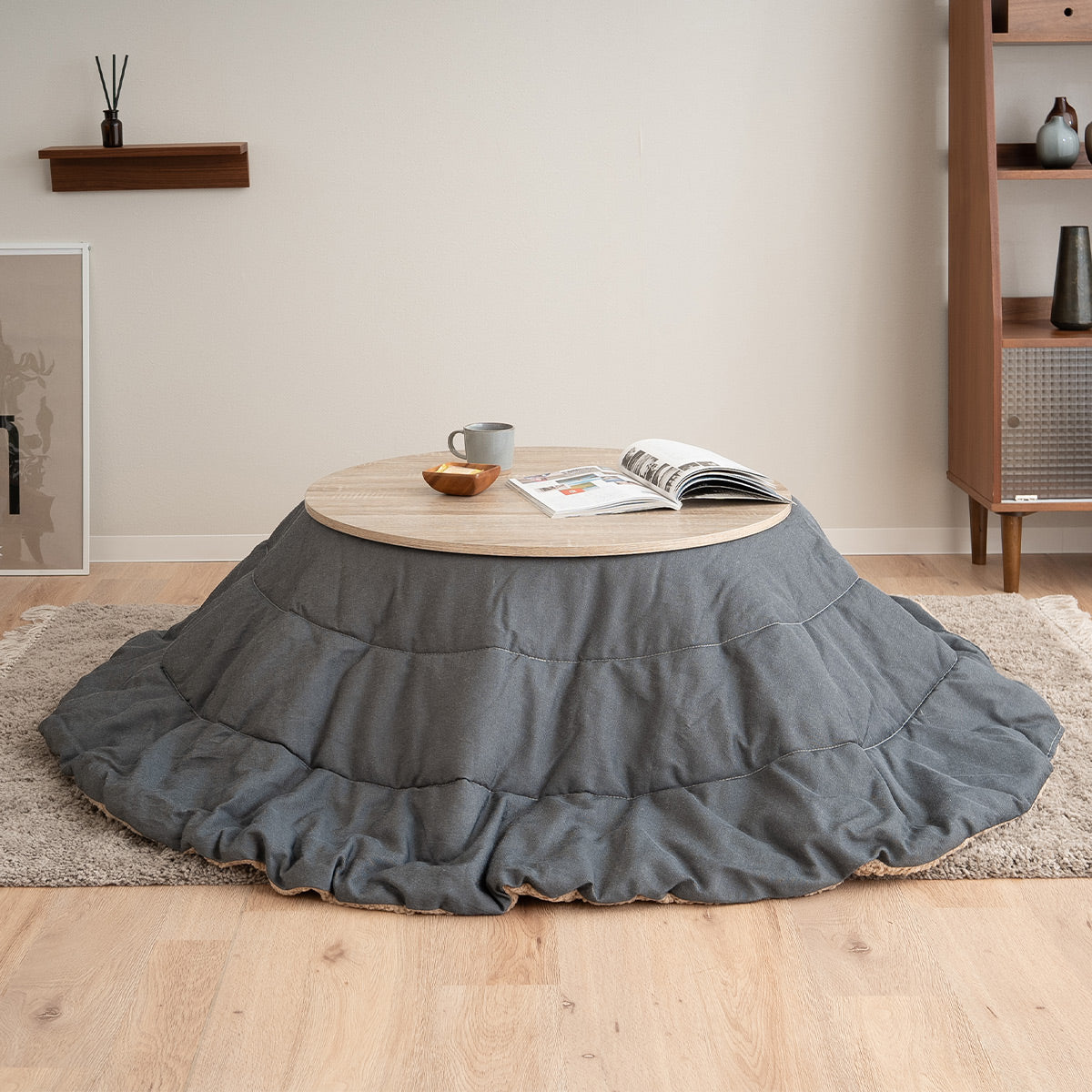 こたつテーブル＋こたつ掛け布団 セット 円形 直径78cm